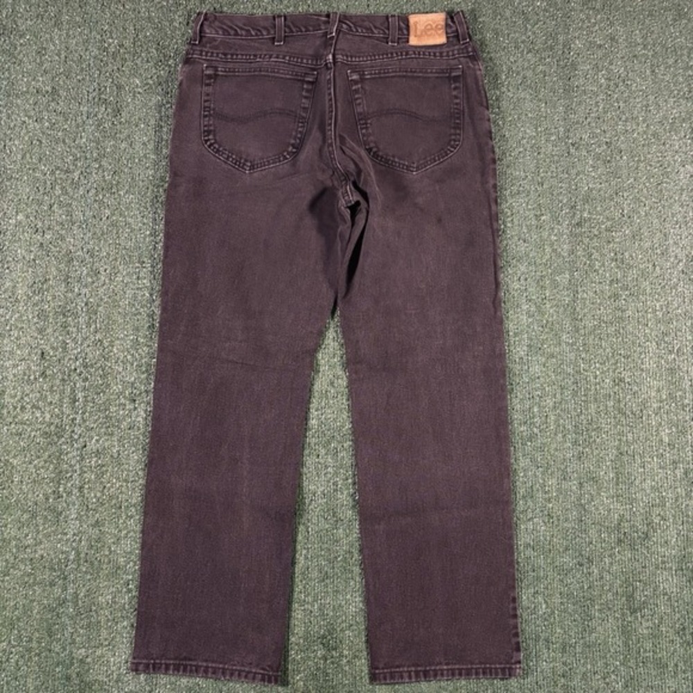 Lee Men's 5‑Pocket Black Denim Jeans 34x30 Straight Fit Leather Patch - Picture 3 of 6